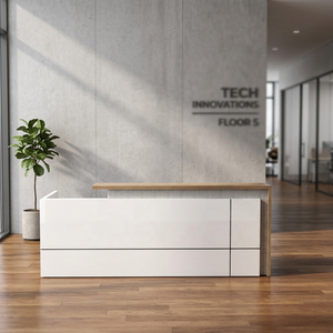 Mostrador de Recepción Moderno, Mostrador de Oficina, Mesa de Recepción con Almacenamiento para Vestíbulo de Hotel, Salón - Product Image 1