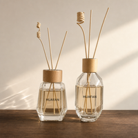 Bouteille diffuseur de parfum en verre irrégulier à facettes carrées de 200 ml avec bouchon rond coloré, vide, pour la maison, personnalisable avec logo