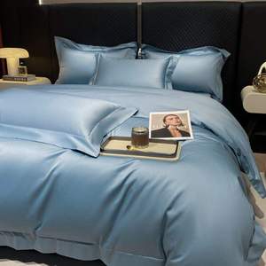 Ensemble de draps double en pur coton à haute densité de fils, couleur unie, respirant et doux, pour toutes les saisons, ensemble complet de 7 pièces pour la maison et l'<span class=keywords><strong>hôtel</strong></span> - Product Image 3
