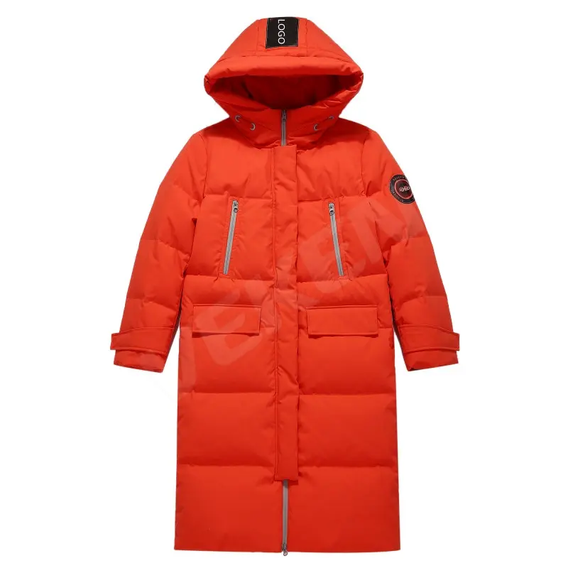 Tahan Angin Multy Warna Zipper Orange Lengan Panjang Tahan Air Pakaian Wanita Puffer Jaket dengan Tudung Mantel untuk Outdoor Ski Musim Dingin