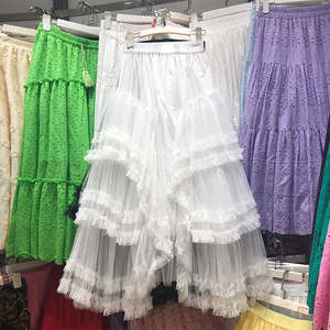 <span class=keywords><strong>Jupe</strong></span> à volants asymétrique de couleur unie de taille haute pour femmes, <span class=keywords><strong>tutu</strong></span> en tulle ligne - Product Image 4