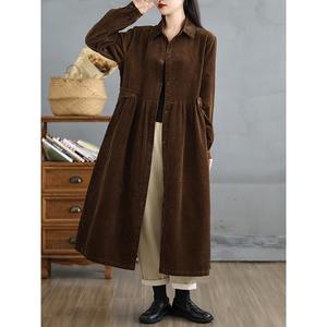 2025 all'ingrosso autunno e inverno nuova moda retrò letterario velluto a coste semplice <span class=keywords><strong>giacca</strong></span> da donna a maniche lunghe - Product Image 4