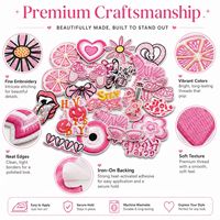 Patch Bordir Tempel Setrika Y2K Motif Lucu Pink Girly Hati Kupu-kupu Bunga Gitar Daisy Zebra Bintang Pita