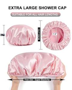 Gorro de baño de EVA negro ajustable, toalla impermeable de doble capa, tejido reutilizable para mujer, gorro de ducha forrado de pelo <span class=keywords><strong>grueso</strong></span> - Product Image 4