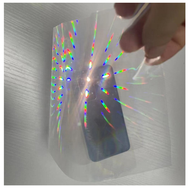 Pack of 10 Double Axis 13500 Lines /Inch Holographic Diffraction Grating Film Color Rainbow Film 9 Dots in Sheet 11.6"X5.9"