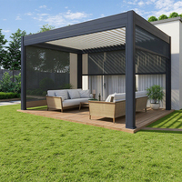 Kits de pergola à toit à lamelles motorisées en aluminium bioclimatique, système d'ombrage extérieur imperméable avec écran pour terrasse de jardin moderne