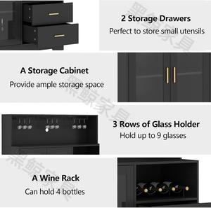 Mueble Bar Moderno con Cajones de Almacenamiento, Soporte para Copas y Botellero - Mueble Multiusos para Cocina/Cafetería - Product Image 5