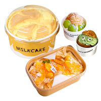 Mangkuk Snack Sekali Pakai dari Kertas Kraft Ramah Lingkungan, Food Grade, Cetak Sesuai Pesanan, dengan Tutup, untuk Kue, Salad, dan Lainnya