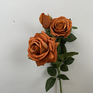 <span class=keywords><strong>Buquet</strong></span> de rosas artificiales de látex rosa claro de alta calidad de 3 cabezas de alta calidad de 3 cabezas - Product Image 1