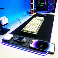 Tapis de souris de jeu RGB personnalisé en usine, tapis de bureau imprimé avec image personnalisée et support de charge sans fil intégré pour PC portable