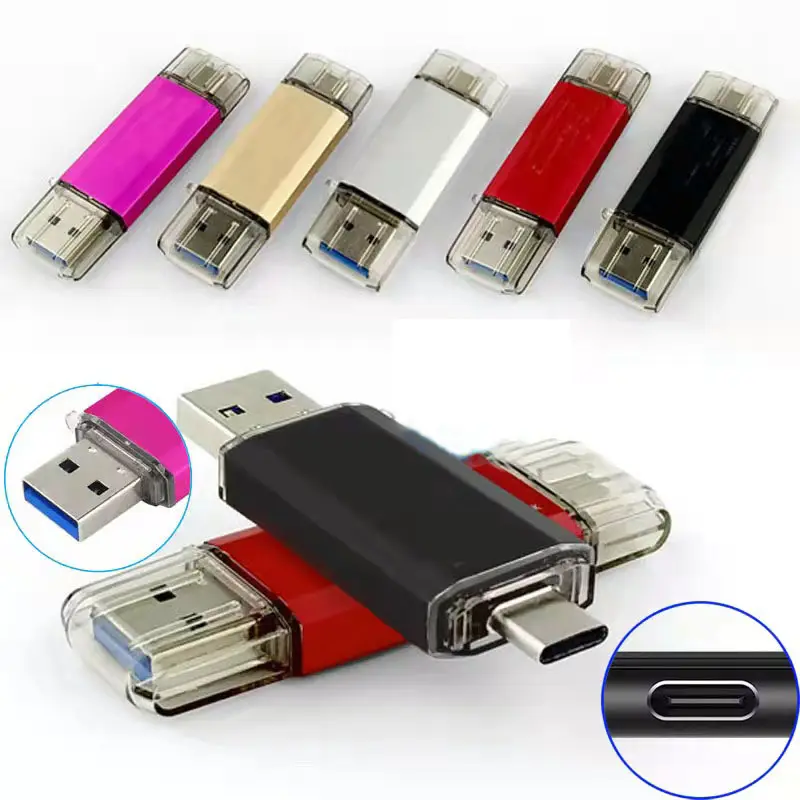 Hot selling 3 in 1 Android Phone OTG Micro Type C USB Flash Memory Stick Pen Thumb Drives for smartphones tablet PC Laptoops