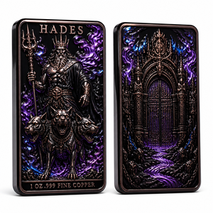 Pièce de défi commémorative personnalisée en cuivre fin .999, 1 oz, avec relief 3D du Seigneur des Enfers Hades, thème mythologie grecque antique - Product Image 2