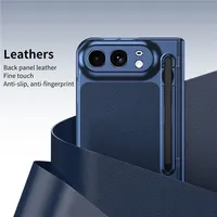Étui en cuir PU avec protection de charnière pour iPhone Duo 5G, avec fente pour S Pen et protection d'écran en verre