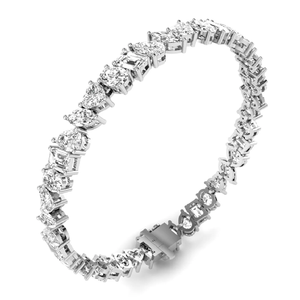 Brazalete de Tenis con Diamantes de Laboratorio de Formas Mixtas para Mujer, 8 Quilates, Color E, Claridad VVS2, Oro Blanco de 14K, Engaste de Puntas, Estilo Étnico, Certificado - Product Image 3
