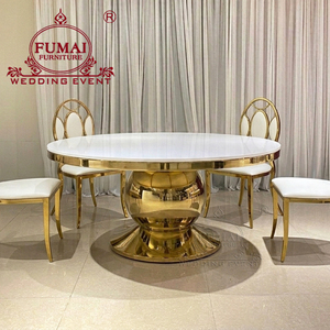 Dubai royal luxury furnitru golden SS stand circla table à manger set mdf top table à gâteaux - Product Image 3