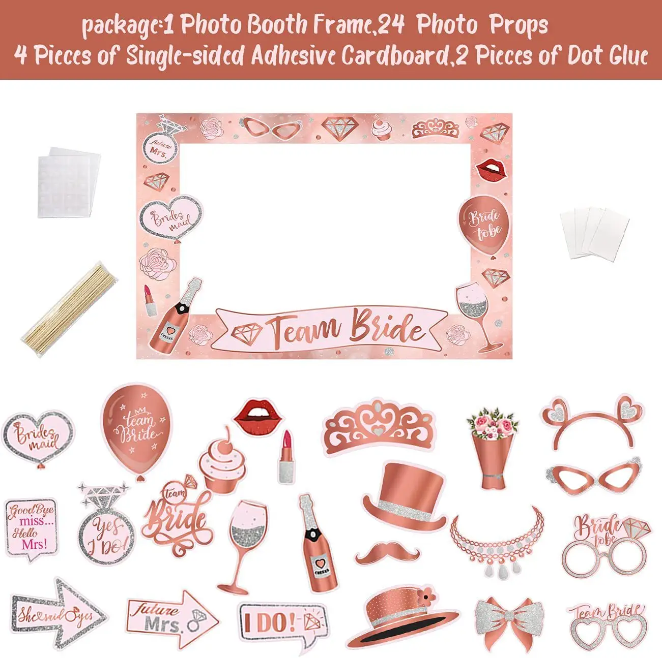 Rose Gold Braut zu sein Party Photo Booth Frame Foto Requisiten Kit für Bachelorette Hen Party Supplies