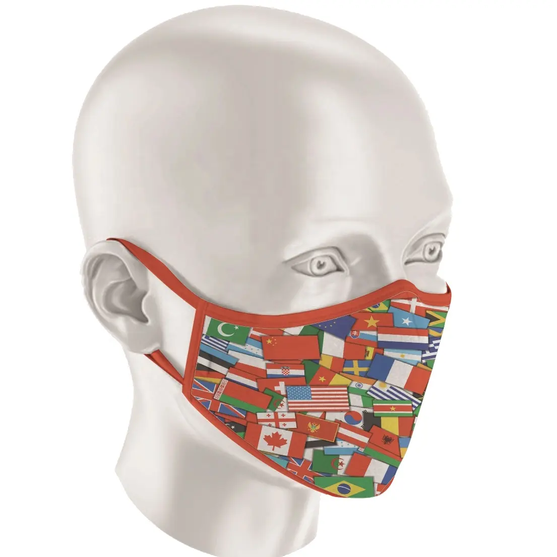 Desain Bendera Cetak Sublimasi Diy, Pelindung Wajah Masker Wajah Dapat Dicuci dengan Saku Filter dengan 2 Lapisan