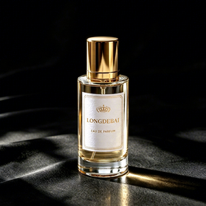 Fancy Simple Clear Transparent Glass Perfume Bottle 30ml 50ml 100ml <b>Empty</b> Cylinder Perfume Bottle with Gold Lid - Product Image 1