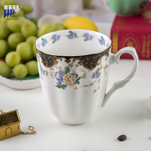 Cangkir Kopi Bone China Berkualitas Tinggi Motif Bunga Cangkir Teh Tepi Emas Timbul Cangkir Kopi Susu Kreatif - Product Image 3