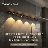 Lampes d'armoire intérieures modernes à LED rechargeables par USB, magnétiques, murales, à intensité variable, avec détecteur de mouvement, en verre dépoli et alliage d'aluminium