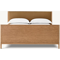 Cadre de lit en bois de placage de chêne fait à la main chinois lit à panneaux en tissu avec pied de lit meubles de chambre modernes
