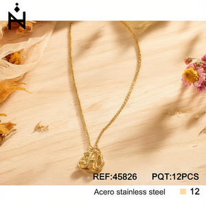 Collier en acier inoxydable avec pendentif lettre N plaqué or, bijou tendance pour femme - Product Image 2