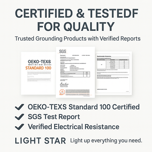 Feuilles de mise à la terre et de mise à la terre grises | 95% coton + draps housse argentés 5%, élimine l'électricité statique, améliore le sommeil et réduit l'inflammation - Product Image 6