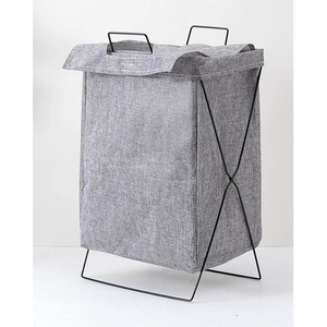 Custom Steel & Polyester Waterproof Laundry Hamper <b>with</b> <b>Lid</b> for Bathroom Bedroom Storage Standing Type for Clothing Sundries - Product Image 5
