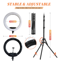 Anneau lumineux rechargeable de 22 pouces avec trépied de 2m éclairage photographique caméra lumière vidéo Vlogging Kit équipement pour Tiktok