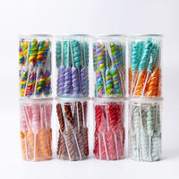 Sucettes tournantes OEM de haute qualité, colorées, aux saveurs de fruits assortis, en forme de bâtonnet, bonbons sucrés