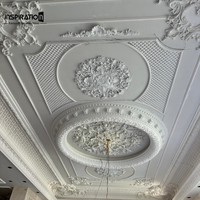 Médaillon de plafond GRG style Château Français, design personnalisé, rosette classique européenne en plâtre renforcé de fibre de verre pour salle à manger