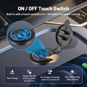 Cargador USB Doble con Carga Rápida 3.0, Indicador LED Azul, Cargador de Coche con Doble USB y Carga Rápida con Interruptor Táctil - Product Image 4
