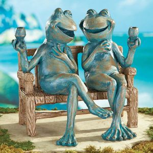 Statua da Giardino '<span class=keywords><strong>Happy</strong></span> Hour Frogs', Decorazione Perfetta per il Tuo Giardino e gli Spazi Interni - Product Image 2