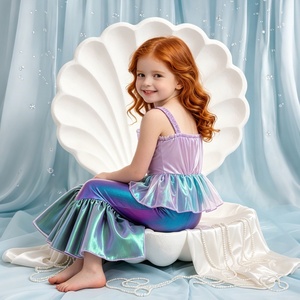 MQATZ Costume da <span class=keywords><strong>Sirena</strong></span> Ariel per Bambine, Vestito di Halloween in Spandex con Coda di Pesce e Pizzo, Costume da <span class=keywords><strong>Principessa</strong></span> per Spettacoli - Product Image 2