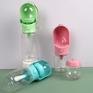 Venta al por mayor 2 en 1 logotipo personalizado portátil de viaje para mascotas producto barato botella de agua para perros - Product Image 4