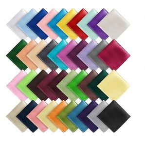 Pochette de costume en satin de polyester doux, couleur unie, pour mariage, affaires, accessoire de costume formel pour hommes, vente en gros - Product Image 1