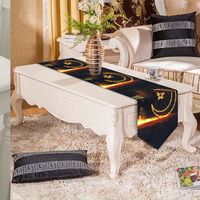 Chemin de table rectangulaire pour l'Aïd Moubarak musulman, double couche, tissu épais polyester-coton, motif lune et étoile, 72 pouces, vente chaude