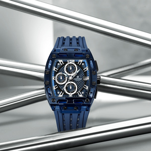 NAVIFORCE 7105 BEBEBE 5ATM Montre étanche en acrylique HD avec barillet creux, cristal pour homme, montre-bracelet carrée, bracelet en plastique PC et silicone - Product Image 4