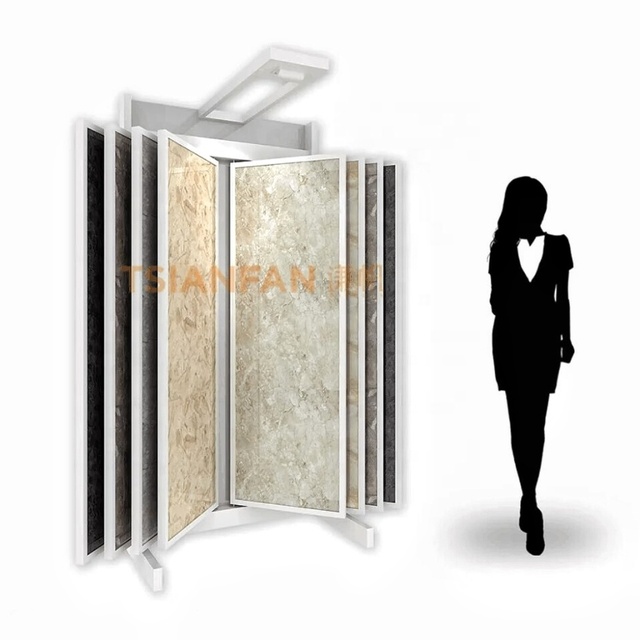 Retail Promotion Simple Granite Board Flip Display Stand High Quality Frame Ceramic Tile Rotating Floor Rack