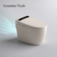 Siège de toilette chauffant intelligent en céramique avec télécommande, désodorisation automatique, capteur de pied, double chasse d'eau allongée (P-Trap/S-Trap)