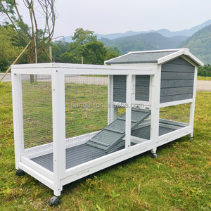 SDR049 Luxury Rabbit Hutch Outdoor Wooden Pet House with Animal Print for <b>Cats</b> Rabbits Small Animals Indoor - Product Image 2