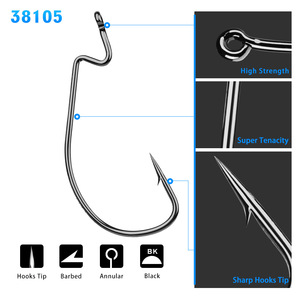 เบ็ดตกปลา <span class=keywords><strong>Super</strong></span> Strong 38105 Offset EWG <span class=keywords><strong>Worm</strong></span> Hooks แบบ Wide Gap Texas Rig สำหรับเหยื่อยางในน้ำเค็มหรือน้ำจืด เหมาะสำหรับตกปลาแบส - Product Image 2