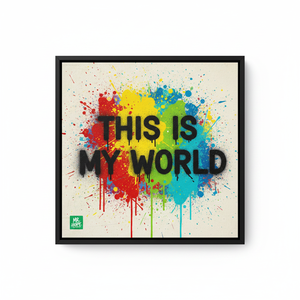 Exclusive Graffiti Wall Art: 'This is My World' Printed Canvas,<b>BLACK</b> <b>FRAMED</b> CANVAS - Product Image 2