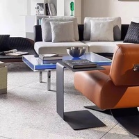 Table d'appoint mobile en acier noir de style italien minimaliste, mobilier de salon, design moderne et compact, sans rangement caché