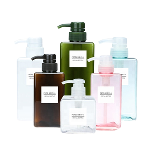 250ml 450ml 650ml Bouteilles de shampooing en plastique PETG à pompe carrée pour clair ambre vert bleu rose blanc pour hôtels - Product Image 1