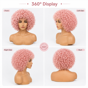 Peluca de Cabello Sintético Afro Rizado Corto para Mujer, para Fiestas, Cosplay, <span class=keywords><strong>Carnaval</strong></span>, Disfraces, Venta al Por Mayor, Proveedor Directo de Fábrica - Product Image 4