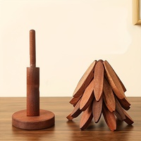 Sous-plats en bois personnalisés en forme d'arbre, sous-plats pour plats chauds, ensemble de dessous-de-plat en bois de hêtre et de noyer avec support