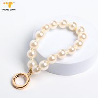 Porte-clés pendentif perle bicolore style INS 32 cm pour adolescente, chaîne de téléphone portable anti-perte perlée, sac pour écouteurs