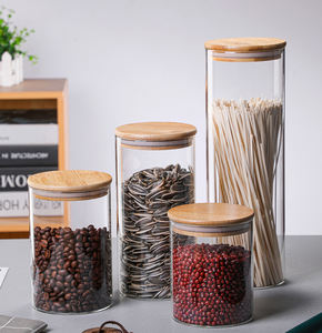 Frascos de almacenamiento de alimentos, cocina soplada a mano, tarro de almacenamiento de vidrio de borosilicato alto de boca ancha con tapa de madera - Product Image 2