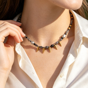 Collier pendentif goutte d'eau en acier inoxydable plaqué or 18 carats avec perles d'améthyste et perles de culture, cadeau tendance en gros - Product Image 3